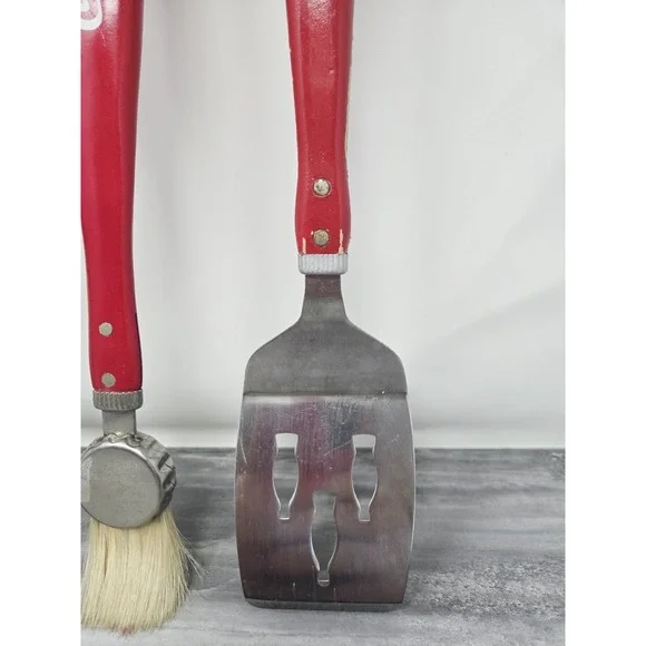 Vintage Coca Cola Barbecue Tool Set 4 Piece Fork Spatula Tongs Brush - Picture 3 of 6